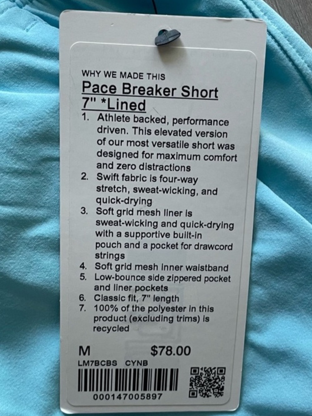 Lululemon Pace Breaker 9" Shorts, XL, Lined, Quick Dry Delicate Mint, Like New - Picture 10 of 10